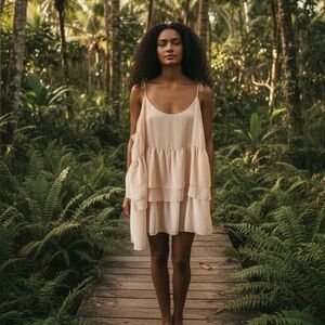 Who What Wear Blush Layered Dress